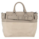 BURBERRY Medium Belt Bag Hand Bag Canvas 2way Beige Silver Auth 149727-13