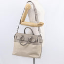BURBERRY Medium Belt Bag Hand Bag Canvas 2way Beige Silver Auth 149727-24