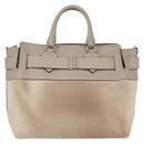 BURBERRY Medium Belt Bag Hand Bag Canvas 2way Beige Silver Auth 149727-2