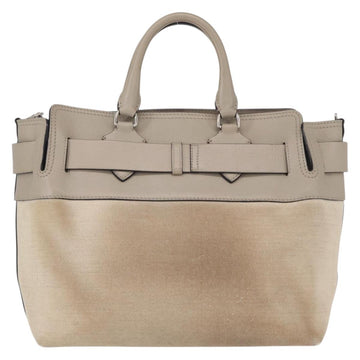 BURBERRY Medium Belt Bag Hand Bag Canvas 2way Beige Silver Auth 149727 - 0