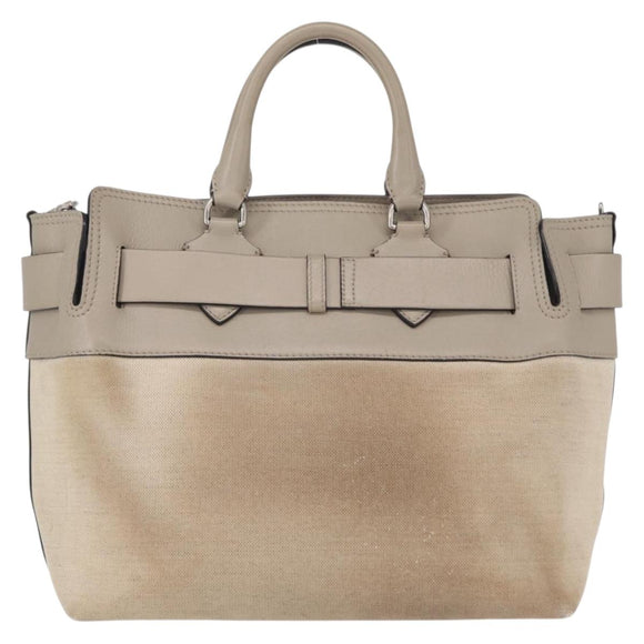 BURBERRY Medium Belt Bag Hand Bag Canvas 2way Beige Silver Auth 149727