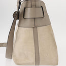 BURBERRY Medium Belt Bag Hand Bag Canvas 2way Beige Silver Auth 149727-3