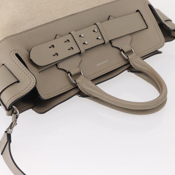 BURBERRY Medium Belt Bag Hand Bag Canvas 2way Beige Silver Auth 149727