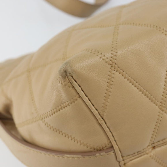 GIVENCHY Shoulder Bag Leather Beige Gold Auth 149731