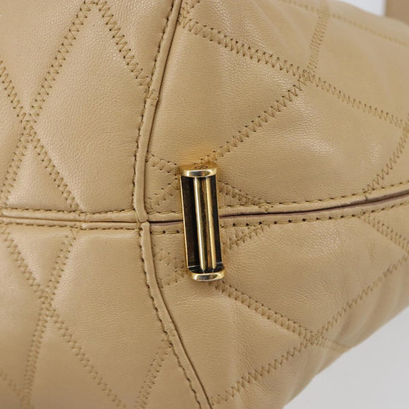 GIVENCHY Shoulder Bag Leather Beige Gold Auth 149731