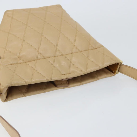 GIVENCHY Shoulder Bag Leather Beige Gold Auth 149731