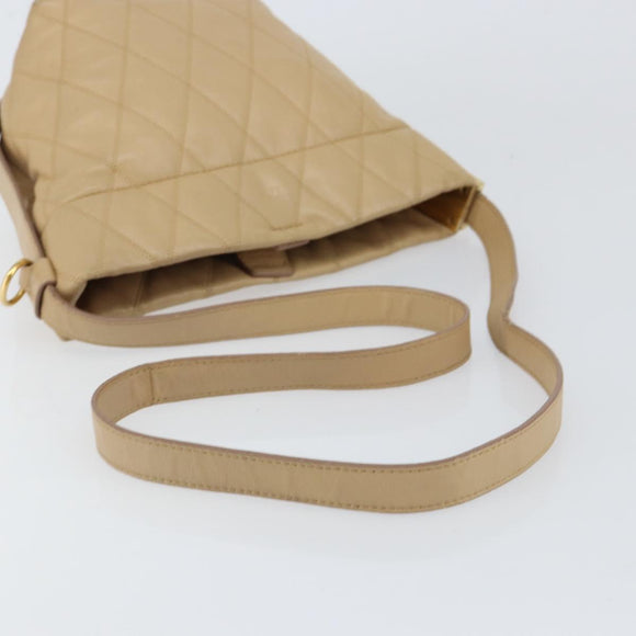 GIVENCHY Shoulder Bag Leather Beige Gold Auth 149731