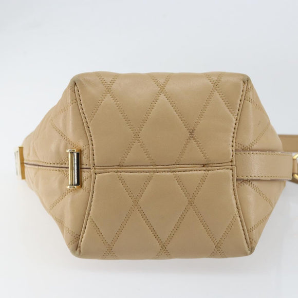 GIVENCHY Shoulder Bag Leather Beige Gold Auth 149731