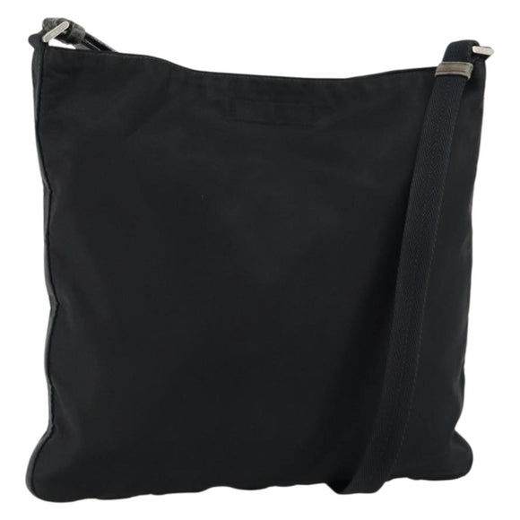 PRADA Shoulder Bag Nylon Black Silver Auth 149732