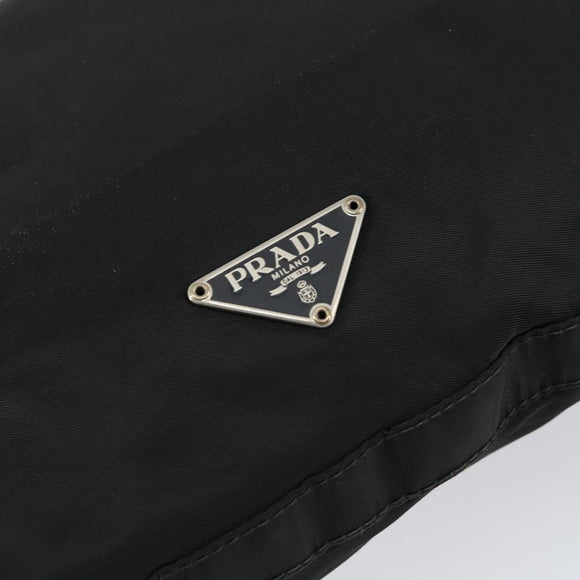 PRADA Shoulder Bag Nylon Black Silver Auth 149732