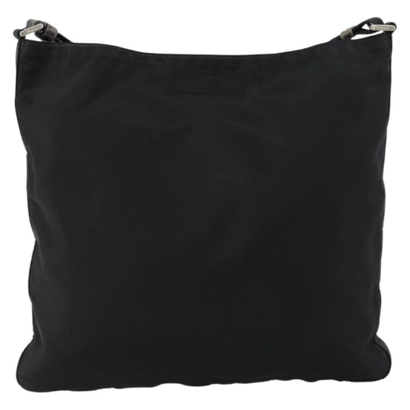 PRADA Shoulder Bag Nylon Black Silver Auth 149732