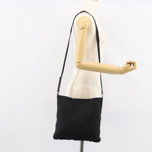 PRADA Shoulder Bag Nylon Black Silver Auth 149732