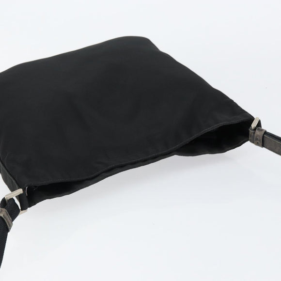 PRADA Shoulder Bag Nylon Black Silver Auth 149732