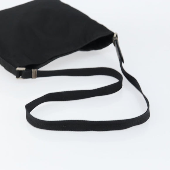 PRADA Shoulder Bag Nylon Black Silver Auth 149732