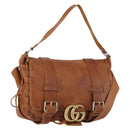 GUCCI GG Marmont Shoulder Bag Leather Brown Gold 414481 Auth 149746-1