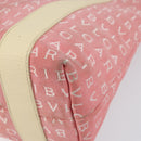 BVLGARI Logo Mania Hand Bag Canvas Pink Silver Auth 149749-9