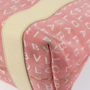 BVLGARI Logo Mania Hand Bag Canvas Pink Silver Auth 149749-15