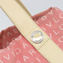 BVLGARI Logo Mania Hand Bag Canvas Pink Silver Auth 149749-10
