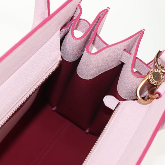 BVLGARI Japan limited Aruba Hand Bag Leather 2way Pink Gold Auth 149750V