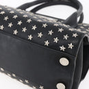 Jimmy Choo Studs Hand Bag Leather Black Silver Auth 149751-9