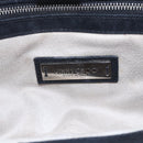 Jimmy Choo Studs Hand Bag Leather Black Silver Auth 149751-17