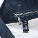 Jimmy Choo Studs Hand Bag Leather Black Silver Auth 149751-18