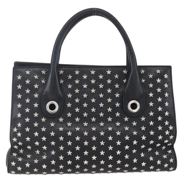 Jimmy Choo Studs Hand Bag Leather Black Silver Auth 149751 - 0