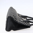 Jimmy Choo Studs Hand Bag Leather Black Silver Auth 149751-4