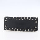 Jimmy Choo Studs Hand Bag Leather Black Silver Auth 149751-5