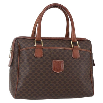 CELINE Macadam Canvas Hand Bag PVC Leather Brown Gold Auth 149753