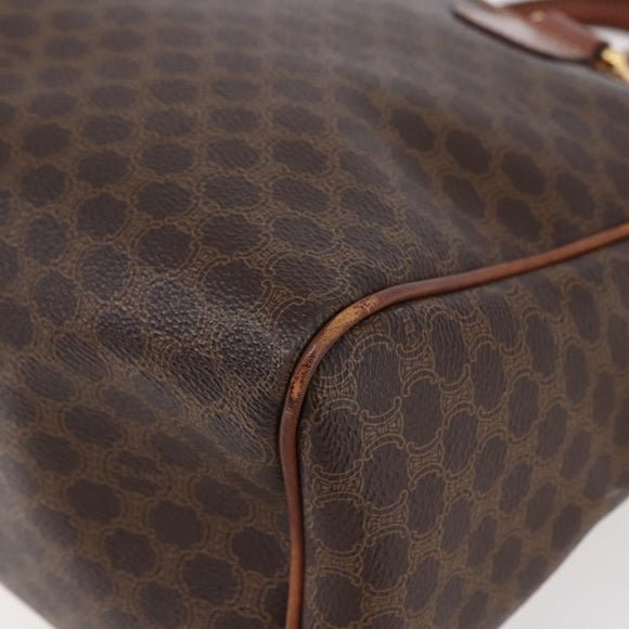 CELINE Macadam Canvas Hand Bag PVC Leather Brown Gold Auth 149753