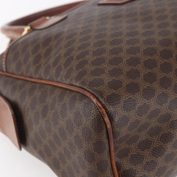 CELINE Macadam Canvas Hand Bag PVC Leather Brown Gold Auth 149753