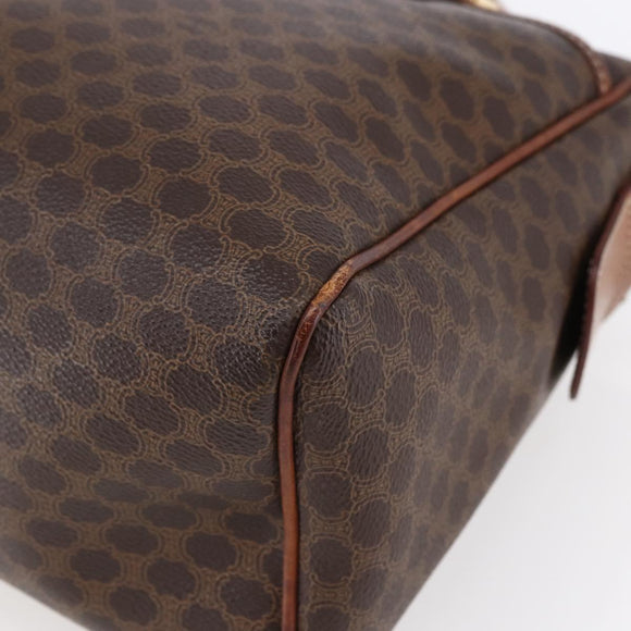 CELINE Macadam Canvas Hand Bag PVC Leather Brown Gold Auth 149753
