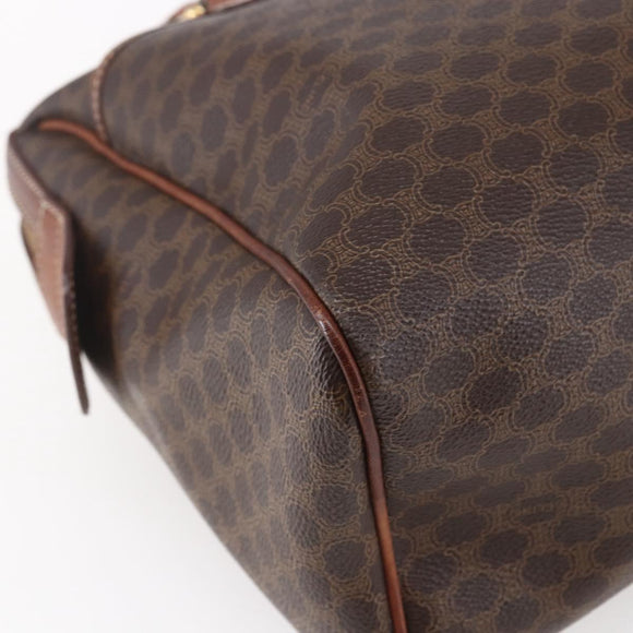 CELINE Macadam Canvas Hand Bag PVC Leather Brown Gold Auth 149753