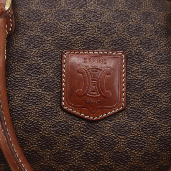 CELINE Macadam Canvas Hand Bag PVC Leather Brown Gold Auth 149753