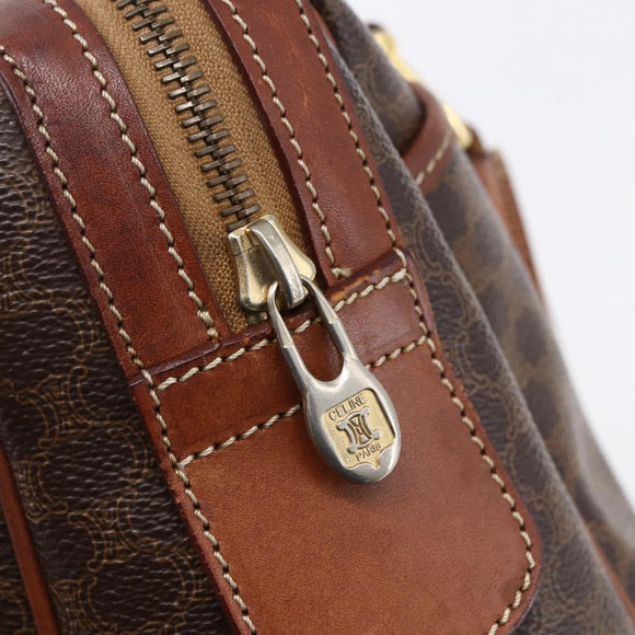 CELINE Macadam Canvas Hand Bag PVC Leather Brown Gold Auth 149753