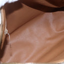 CELINE Macadam Canvas Hand Bag PVC Leather Brown Gold Auth 149753-19