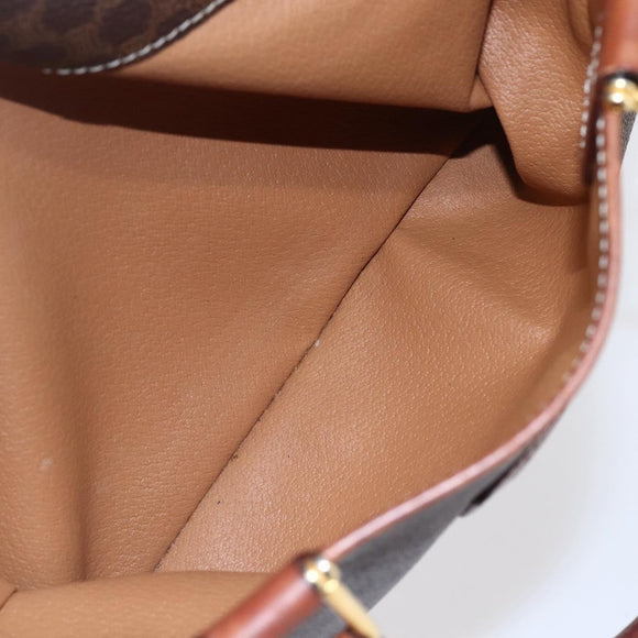 CELINE Macadam Canvas Hand Bag PVC Leather Brown Gold Auth 149753