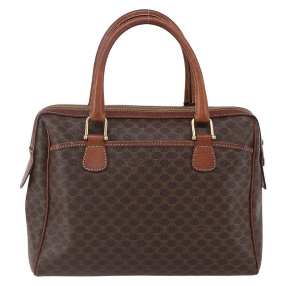 CELINE Macadam Canvas Hand Bag PVC Leather Brown Gold Auth 149753