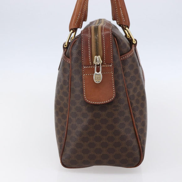 CELINE Macadam Canvas Hand Bag PVC Leather Brown Gold Auth 149753