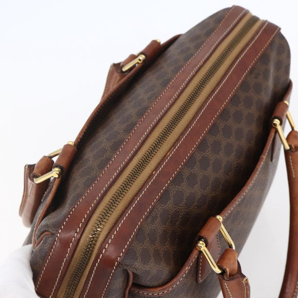 CELINE Macadam Canvas Hand Bag PVC Leather Brown Gold Auth 149753