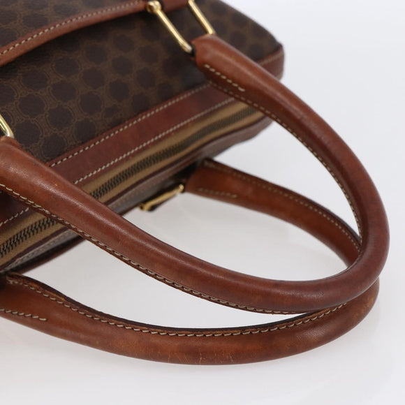 CELINE Macadam Canvas Hand Bag PVC Leather Brown Gold Auth 149753