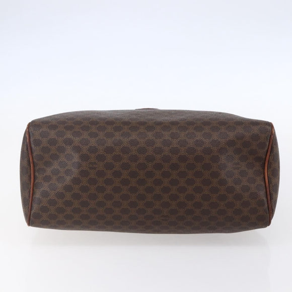 CELINE Macadam Canvas Hand Bag PVC Leather Brown Gold Auth 149753