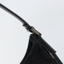 FENDI Zucchino Canvas Shoulder Bag Black Silver Auth 149754-10