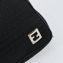 FENDI Zucchino Canvas Shoulder Bag Black Silver Auth 149754-17