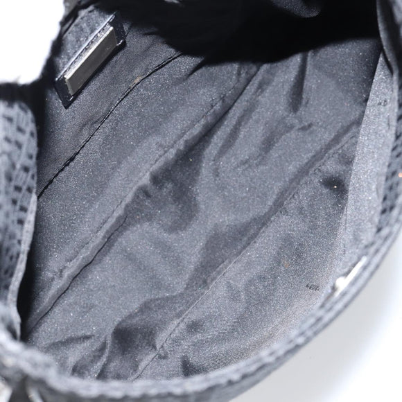 FENDI Zucchino Canvas Shoulder Bag Black Silver Auth 149754