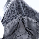 FENDI Zucchino Canvas Shoulder Bag Black Silver Auth 149754-20