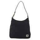 FENDI Zucchino Canvas Shoulder Bag Black Silver Auth 149754-13