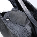 FENDI Zucchino Canvas Shoulder Bag Black Silver Auth 149754-12