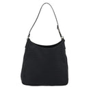 FENDI Zucchino Canvas Shoulder Bag Black Silver Auth 149754-2